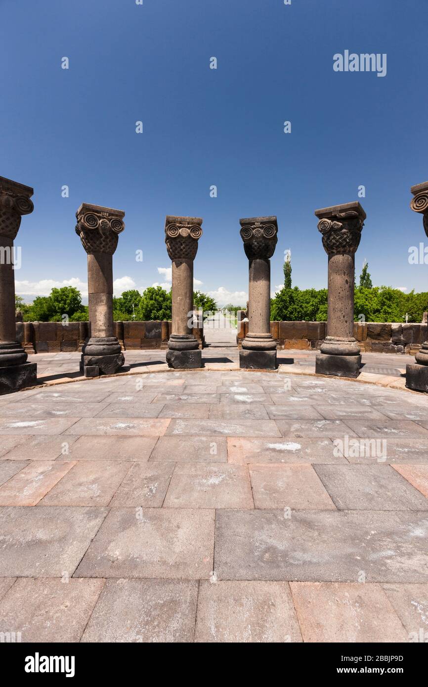 Zvartnots, Ancient Armenian temple, Archaeological Site of Zvartnots, Vagharshapat, Yerevan, Armenia, Caucasus, Asia Stock Photo