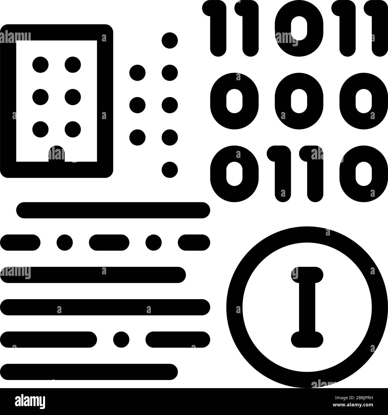 binary information icon vector outline illustration Stock Vector