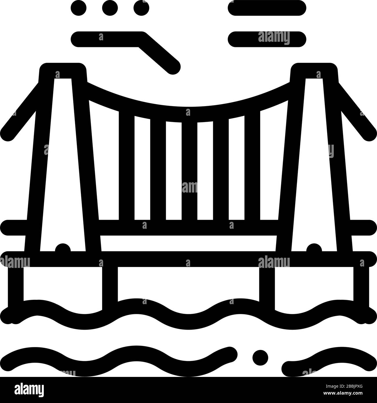 suspension bridge in water icon vector outline illustration Stock