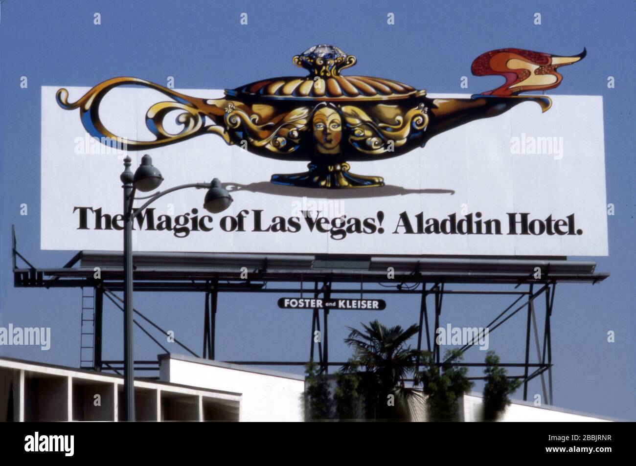 Billboard in Holywood, CA., promoting the Aladdin Hotel in Las Vegas circa 1978 Stock Photo