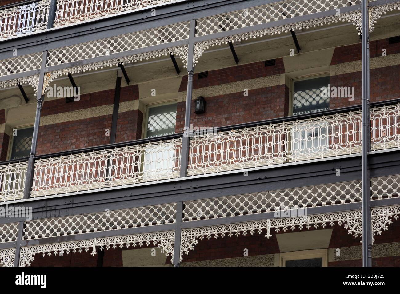 Balconies on Ann Street, Brisbane, Queensland, Australia Stock Photo