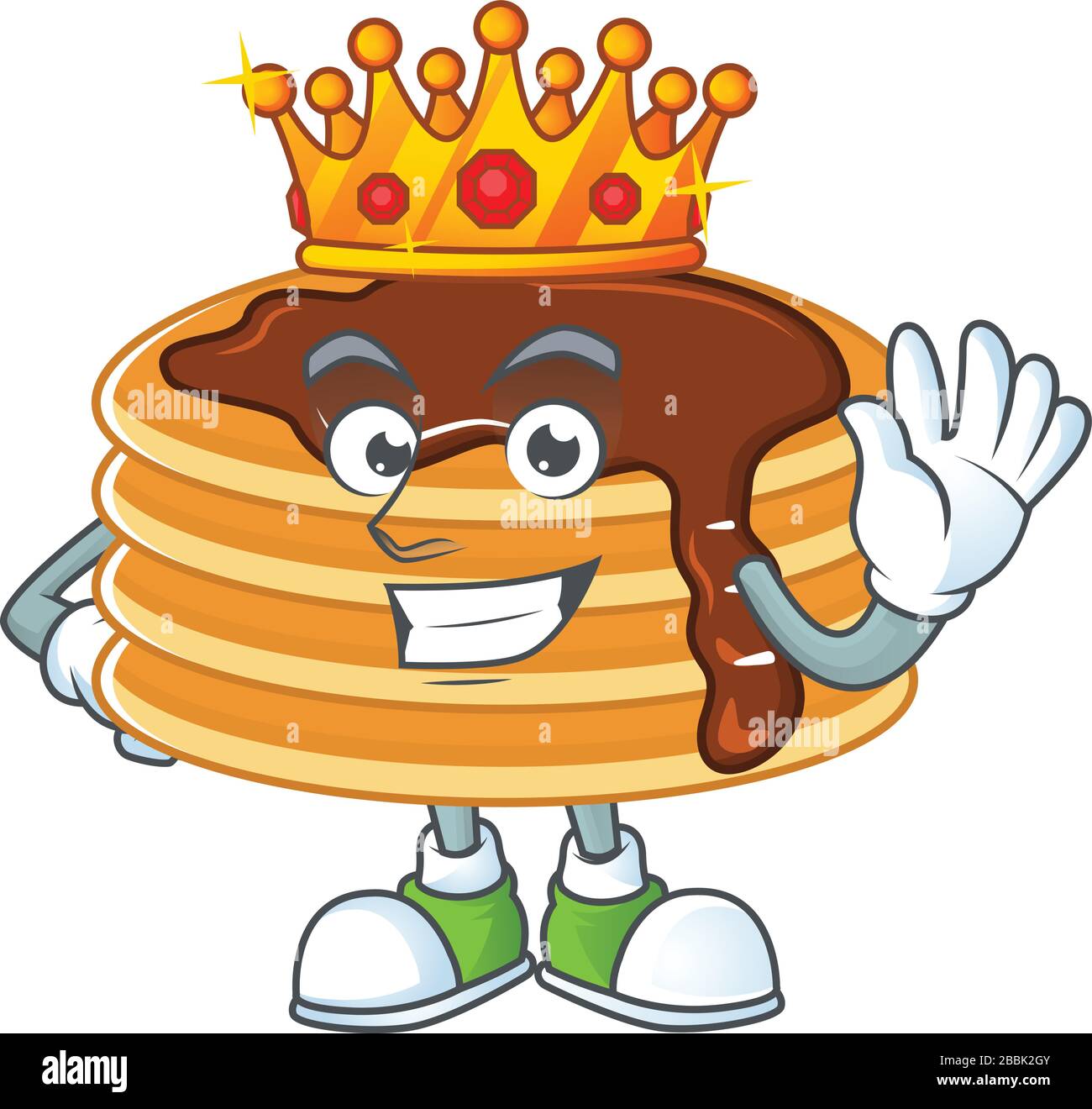 The Charismatic King of chocolate cream pancake cartoon character