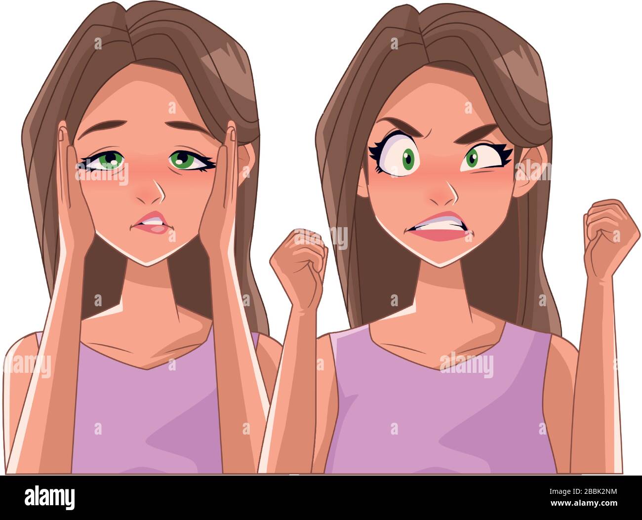 couple of women with stress symptoms Stock Vector