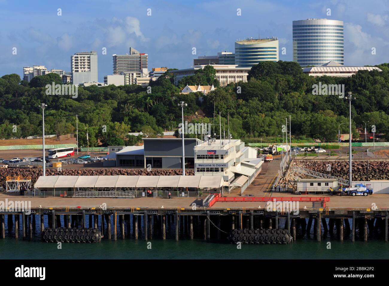 Darwin Skyline & Fort Hill Wharf, Northern Territories, Australia Stock
