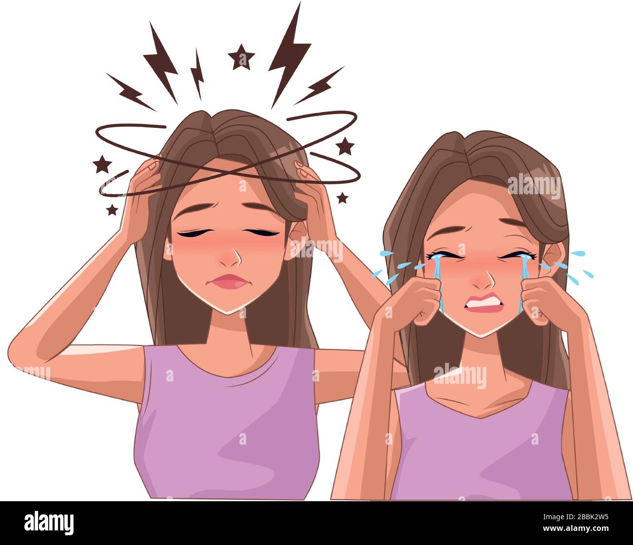 couple of women with stress symptoms Stock Vector