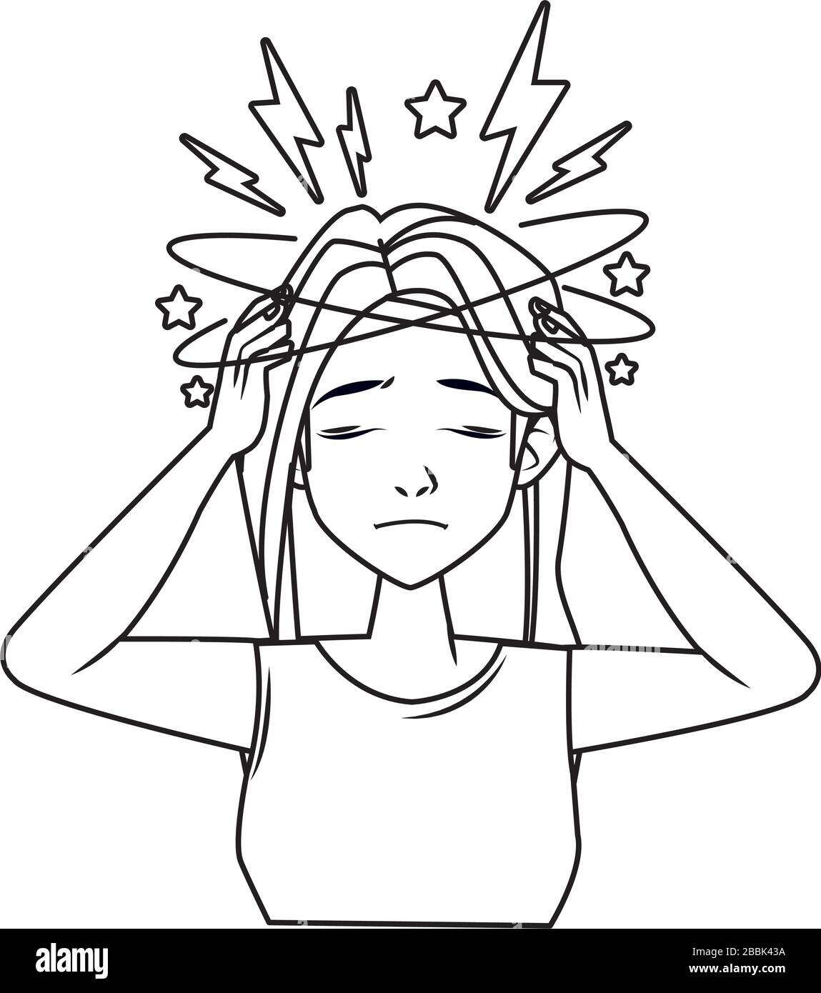 woman with headache stress symptom character Stock Vector Image & Art ...