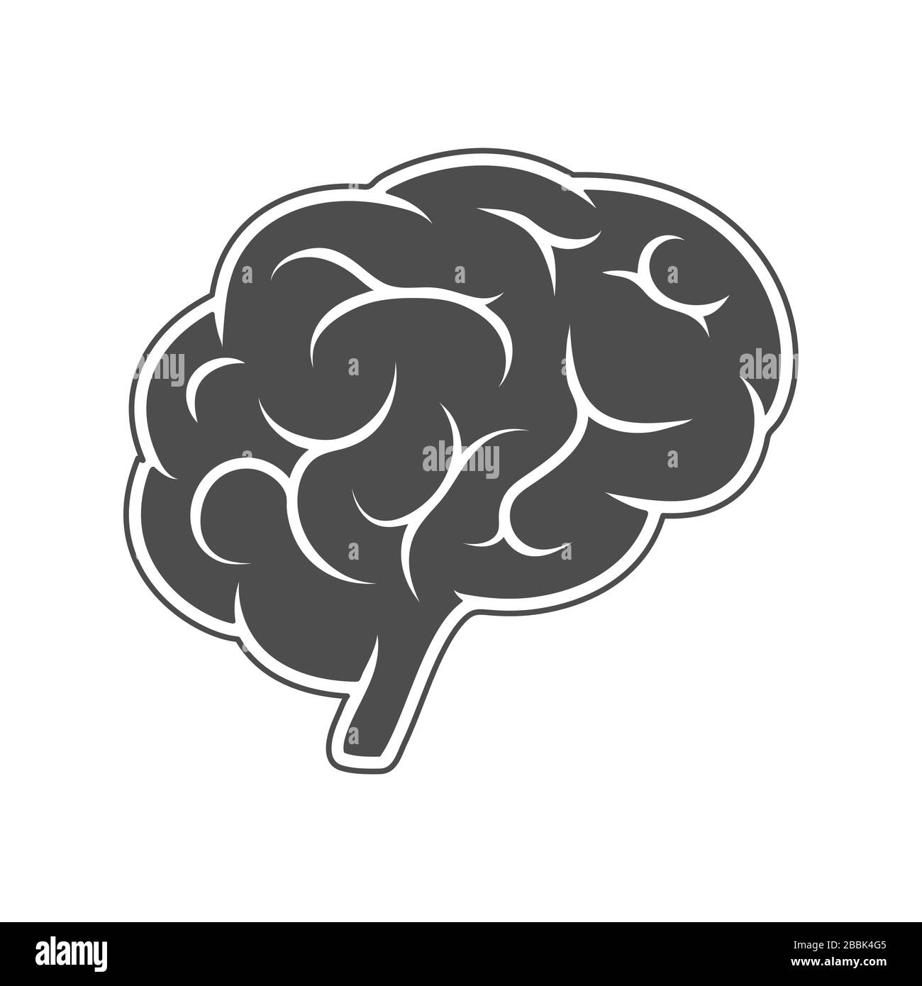 Vector icon, silhouette of the brain. An empty polygon isolated on a white background. Simple flat stock illustration. Stock Vector