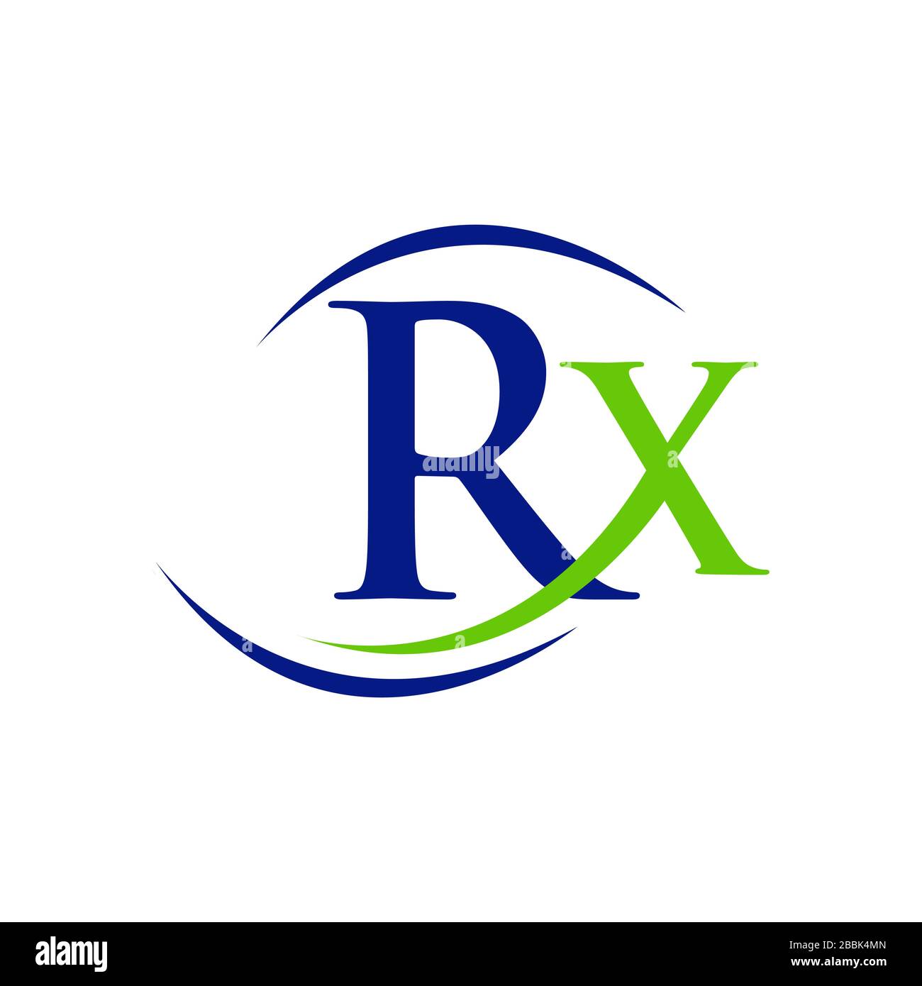 custom creative green blue RX logo design vector medical treatment