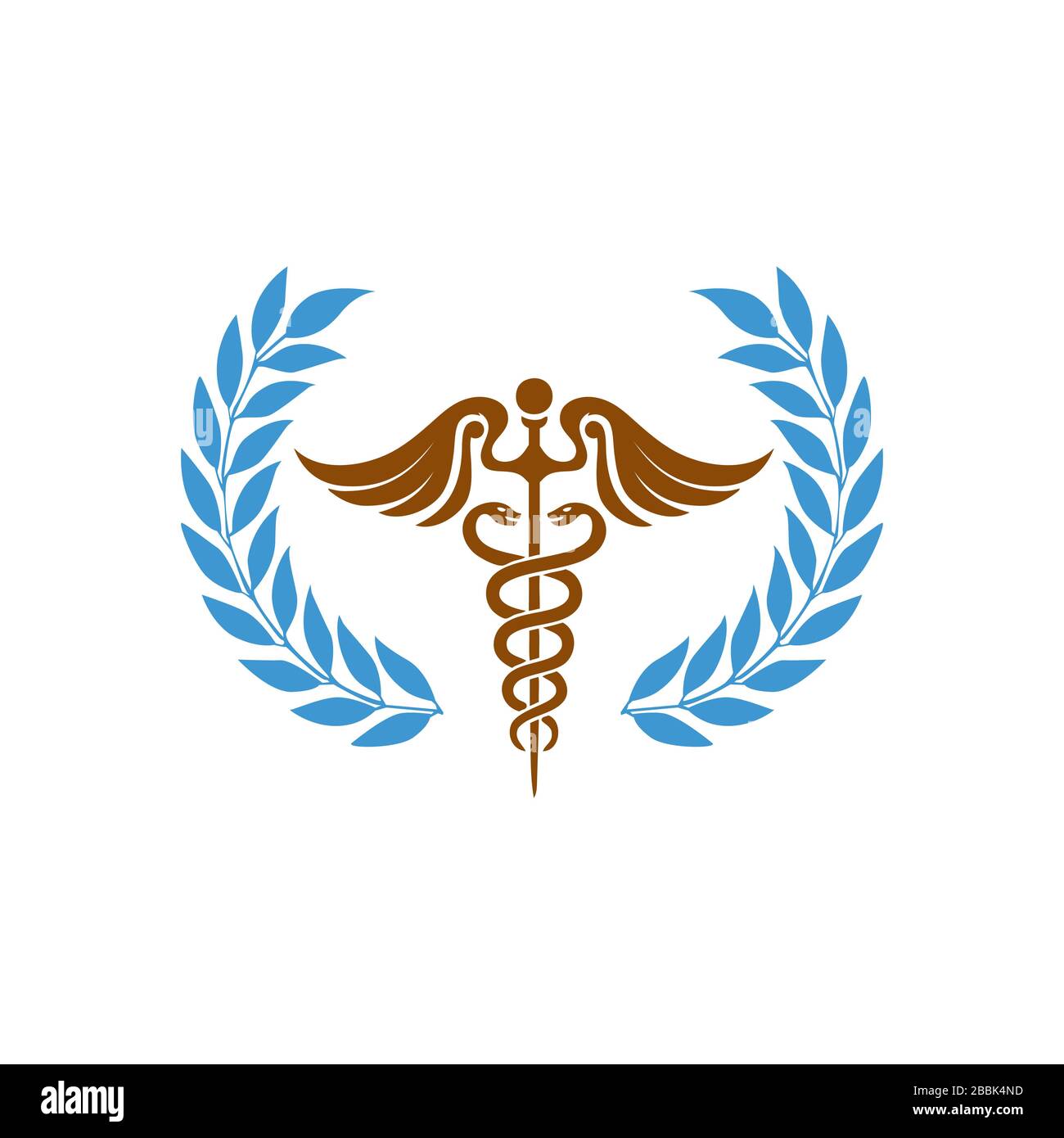 Medical Health Caduceus symbol Asclepius's snake and Wand logo with wealth rice icon Stock Vector