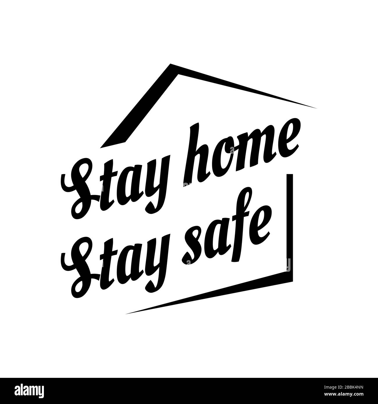 stay home stay safe Lettering Typography logo design save campaign vector illustration Stock Vector