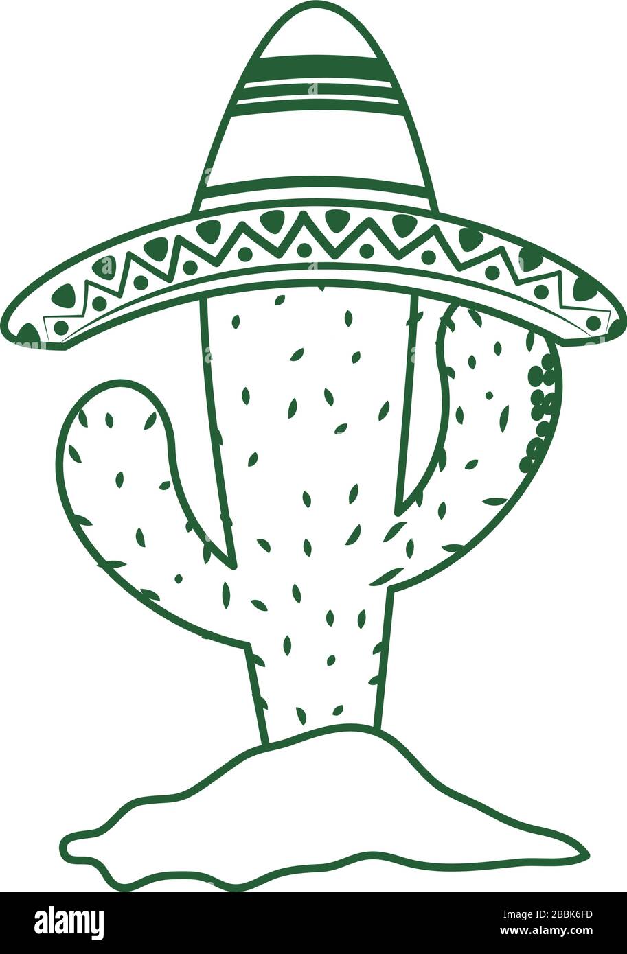 cactus with hat in sand cinco de mayo mexican celebration vector  illustration line style icon Stock Vector Image & Art - Alamy