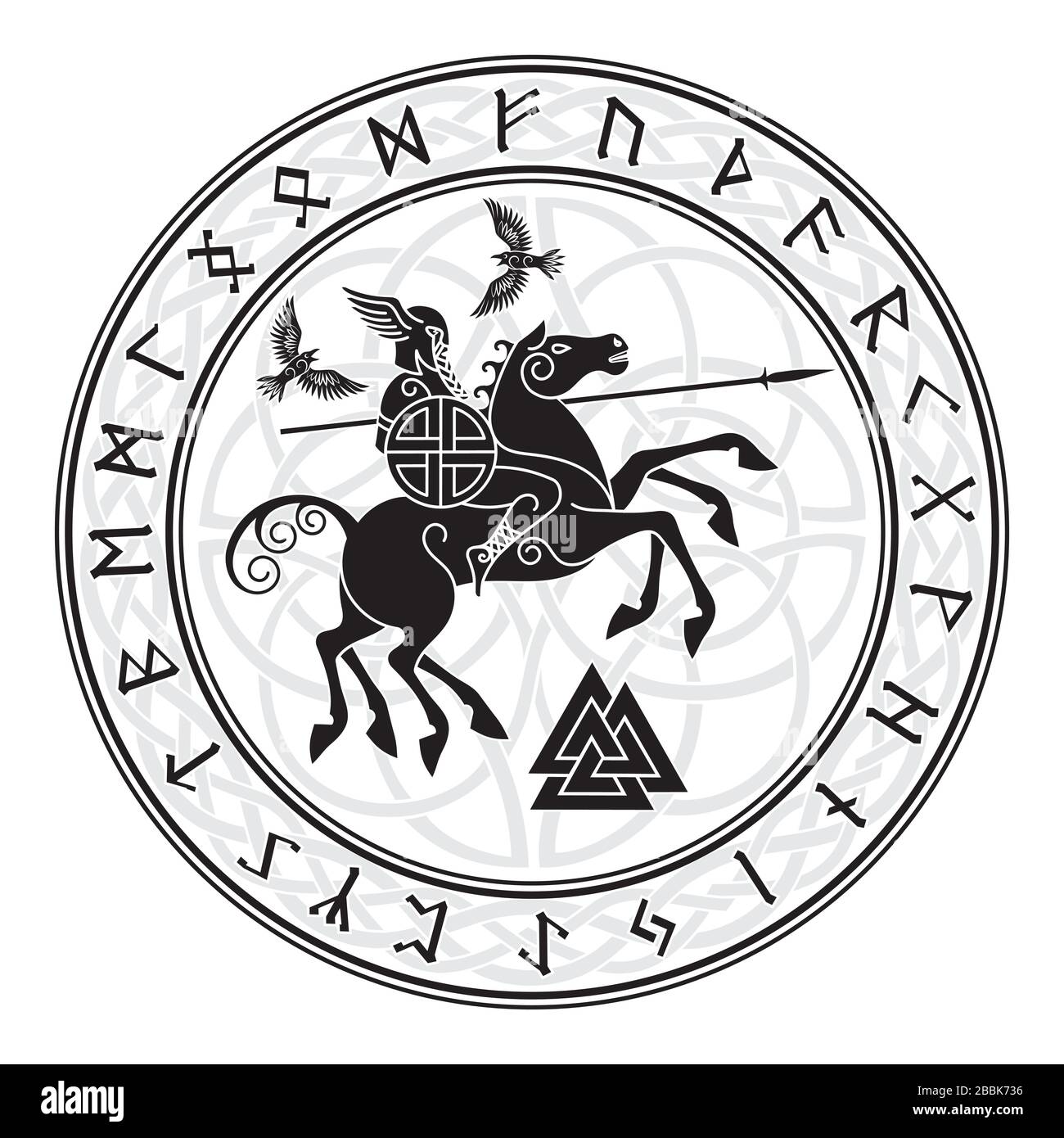 Viking Norse Mythology Wotan, Sleipnir, Twin Ravens T-Shirt Viking Norse Mythology Wotan, Sleipnir, Twin Ravens T-Shirt
