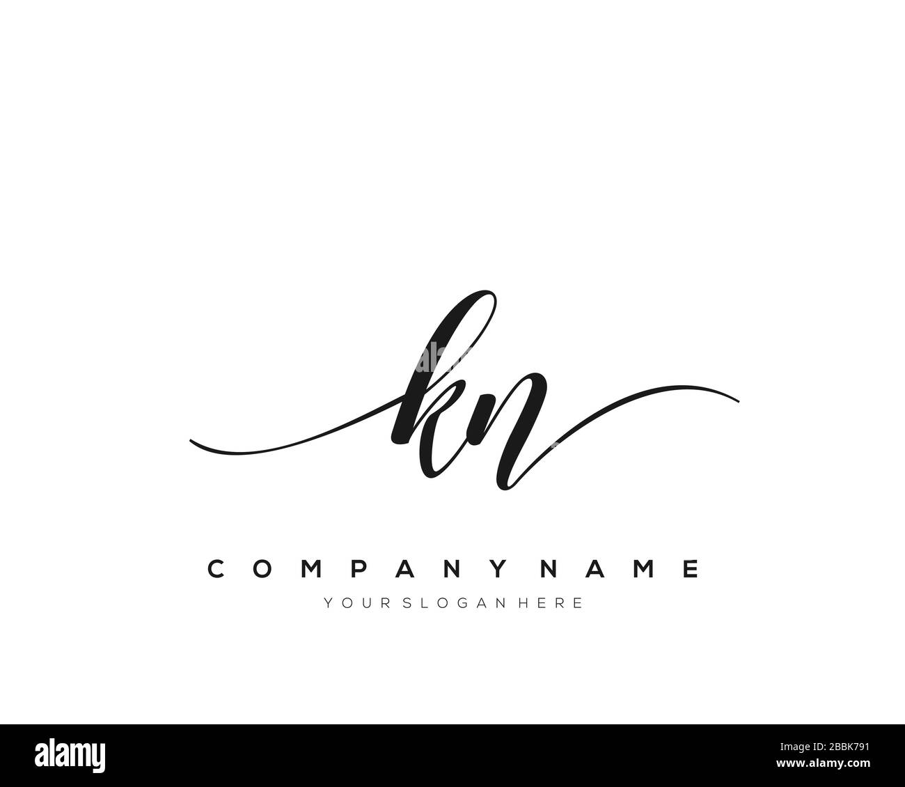 KN Initial Letter handwriting logo hand drawn template vector, logo for ...