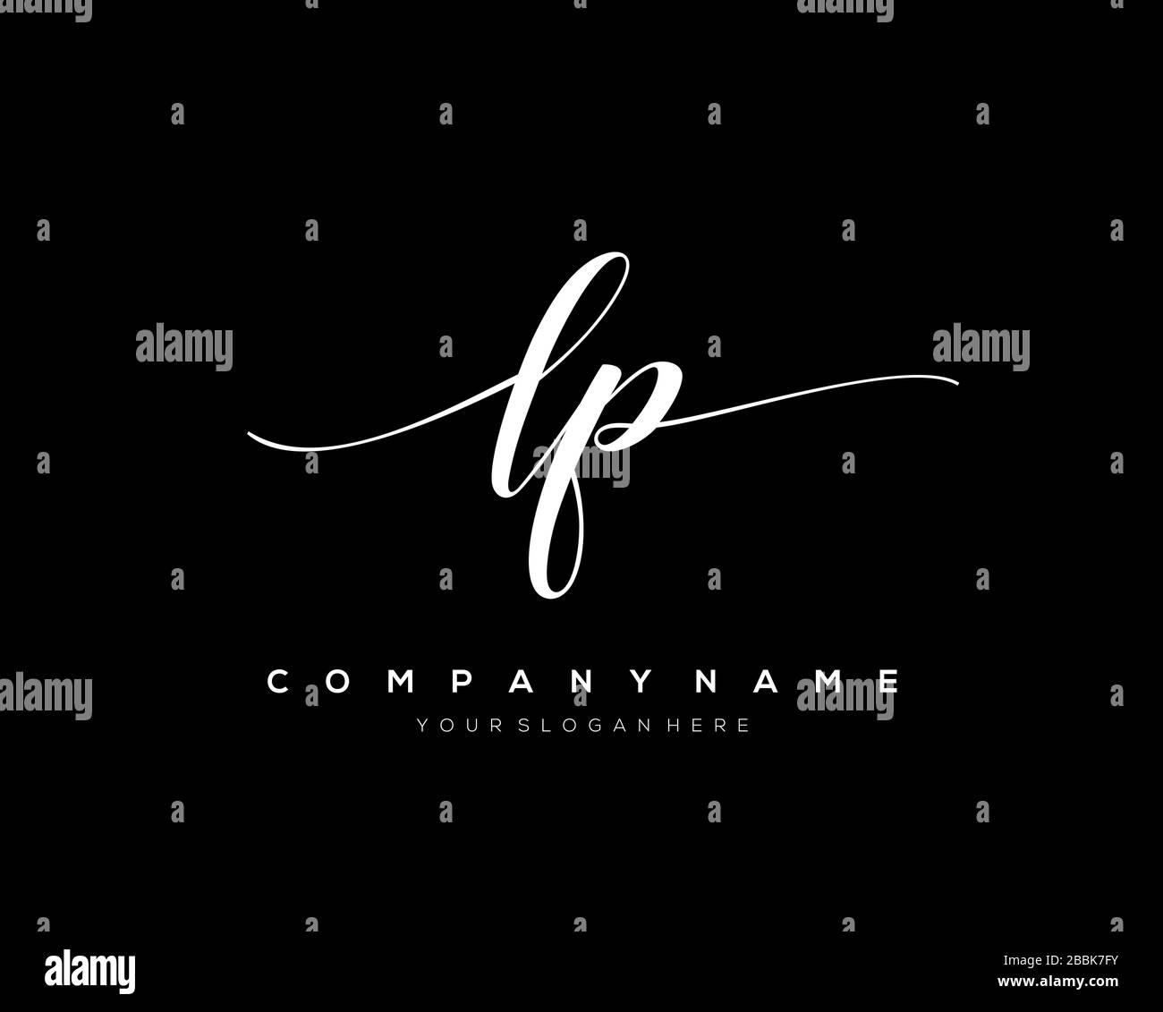 Lp Initials Cursive LP Initial Letter handwriting logo hand drawn template vector, logo for ...