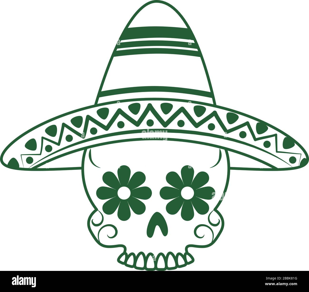 skull with hat decoration cinco de mayo mexican celebration vector  illustration line style icon Stock Vector Image & Art - Alamy