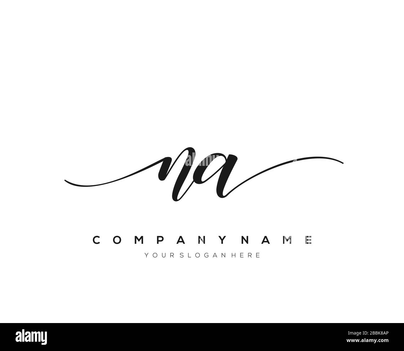 NA Initial Letter handwriting logo hand drawn template vector, logo for beauty, cosmetics, wedding, fashion and business Stock Vector
