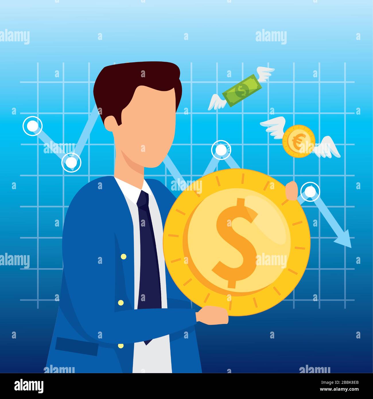 stock market crash with businessman and money Stock Vector Image & Art ...