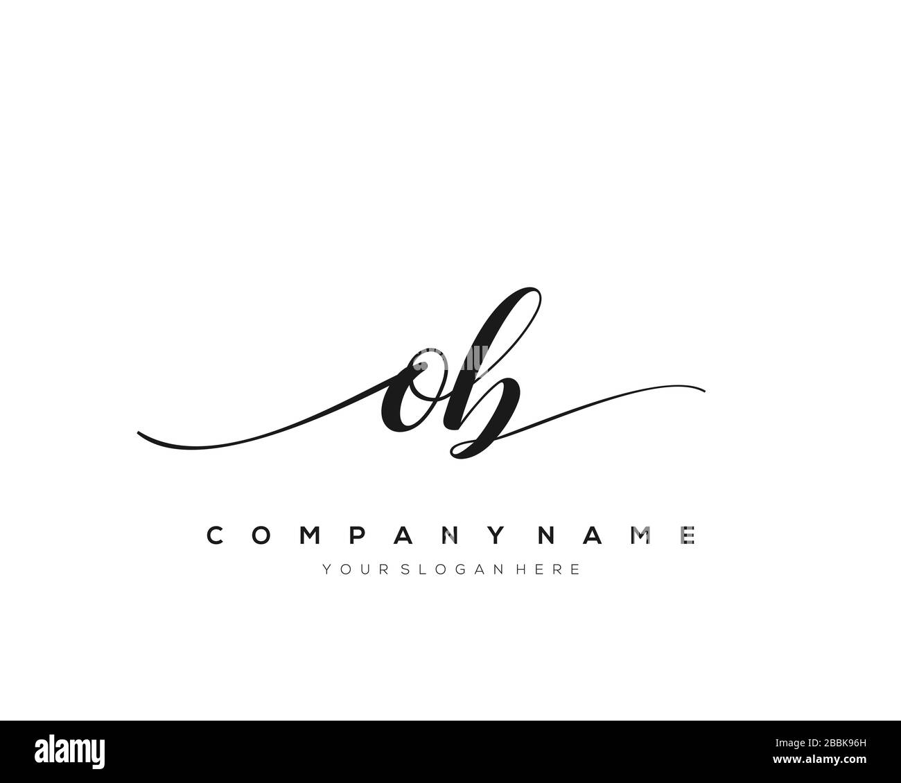 Ob Form Lettering OB Initial Letter handwriting logo hand drawn template vector, logo for ...