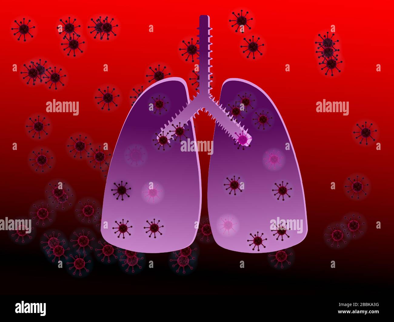 Many colona virus attack lung Stock Vector