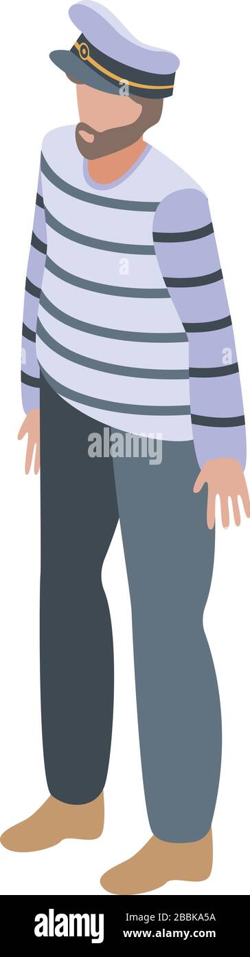 Bearded sailor icon, isometric style Stock Vector