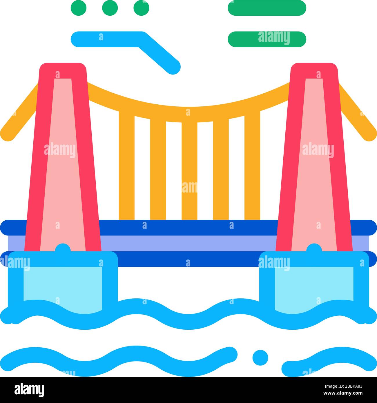 suspension bridge in water icon vector outline illustration Stock