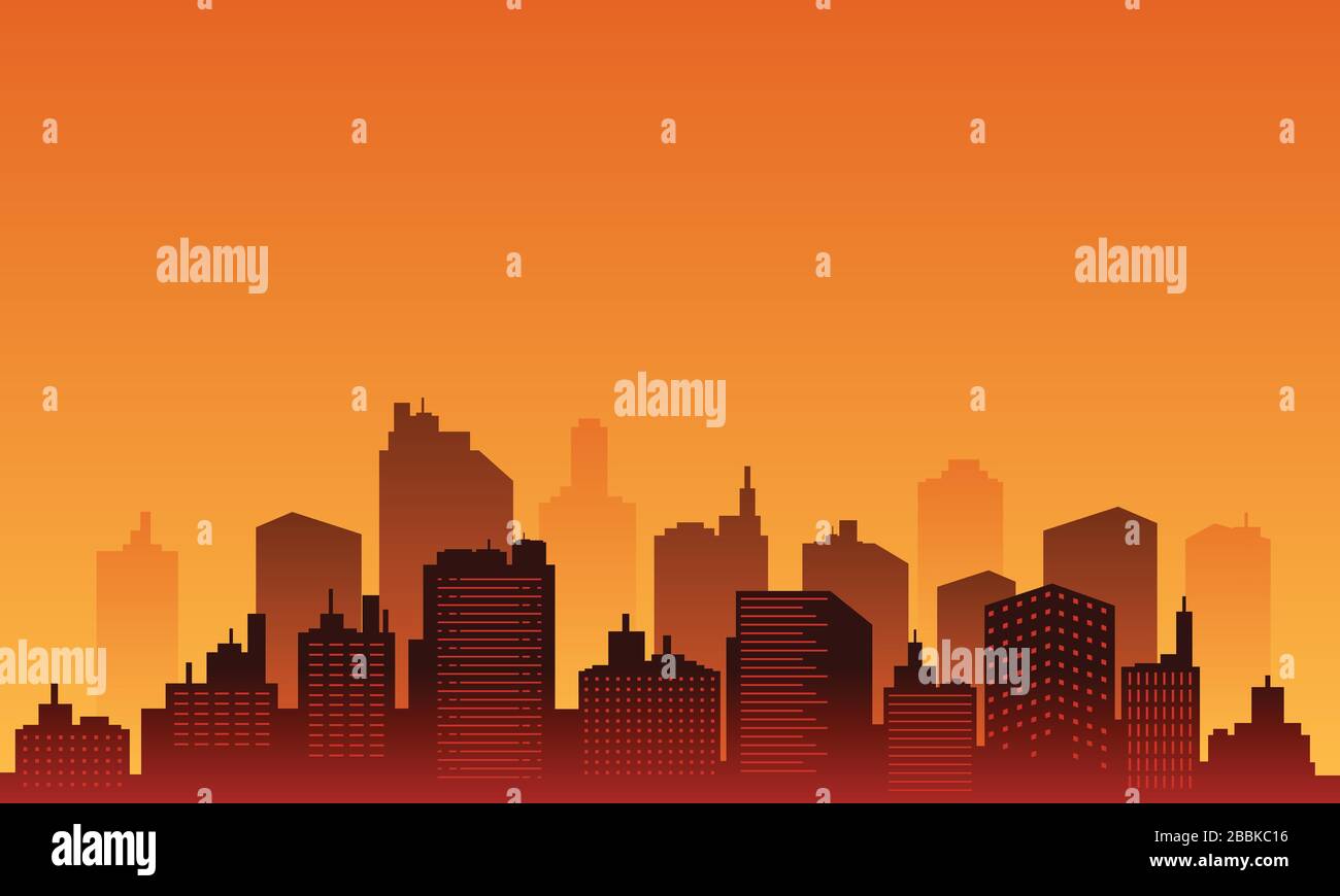 Background city with sunset in the downtown Stock Vector Image & Art ...