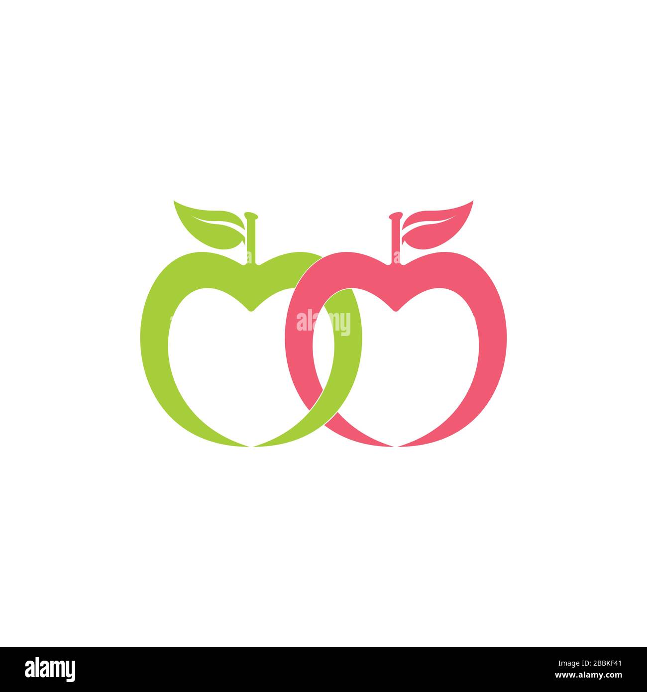 linked green apple fruit simple logo vector Stock Vector