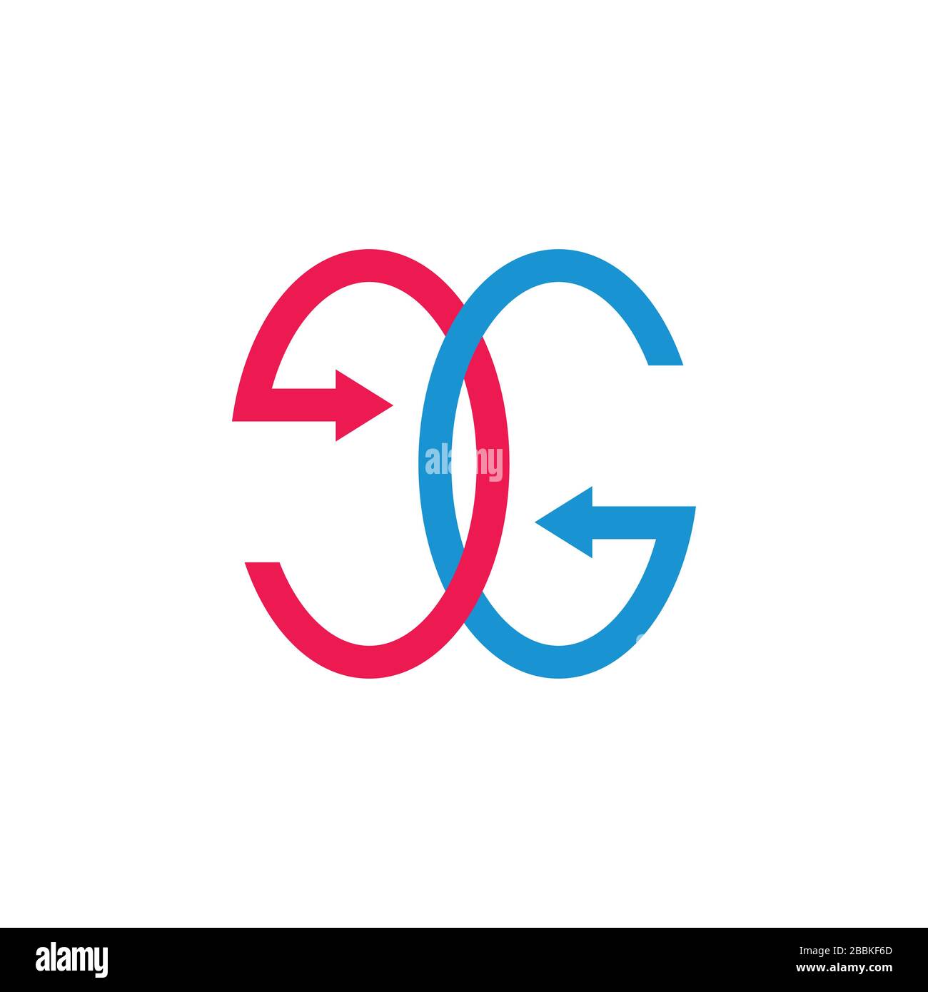 letter eg linked colorful arrow logo vector Stock Vector