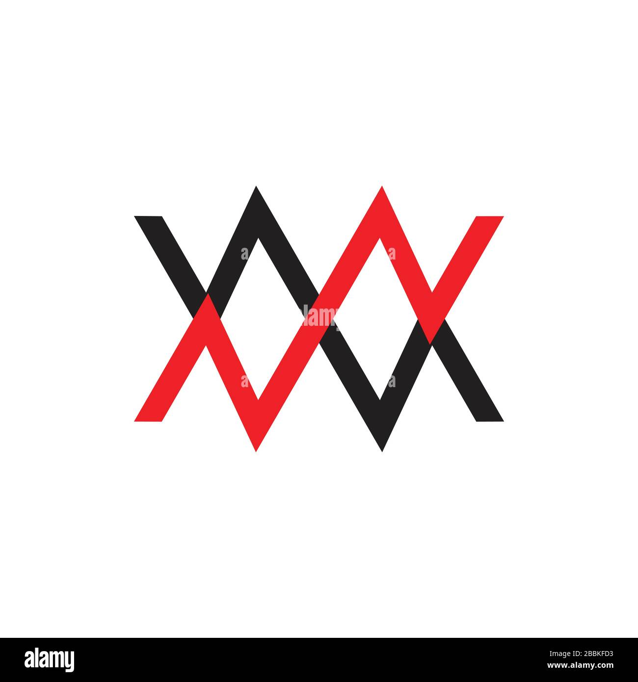 abstract letter mw simple linked line color logo vector Stock Vector