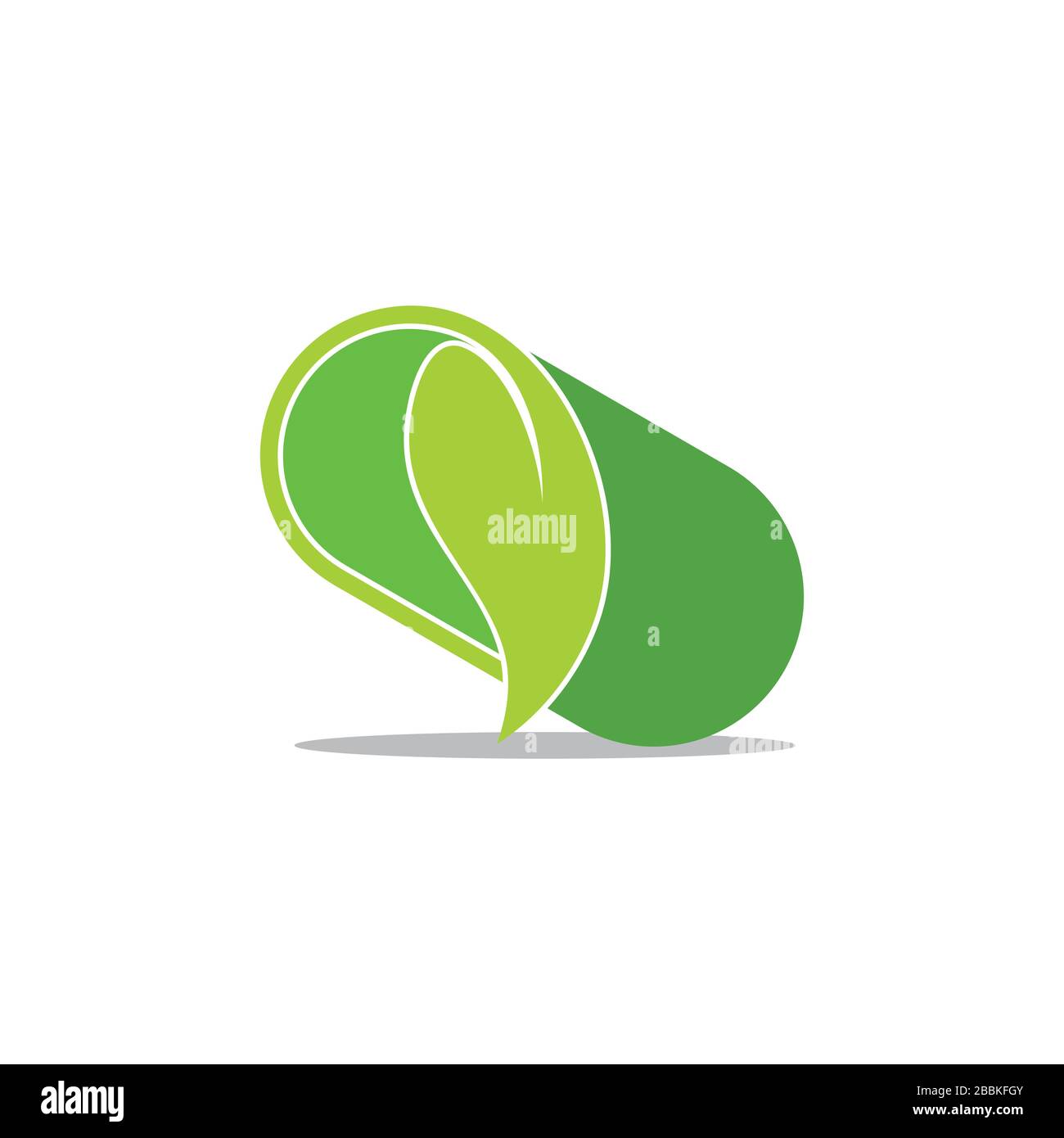 capsule leaf shape monogram natural medicine symbol logo vector Stock Vector