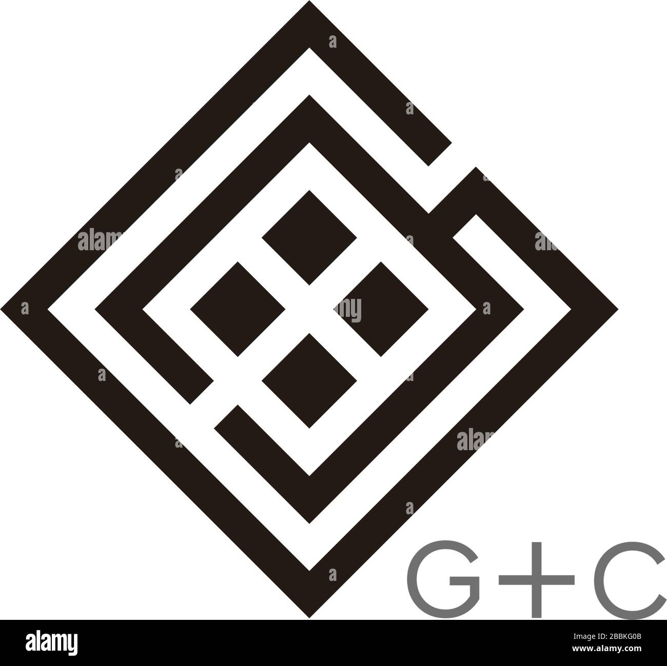 abstract letter gc square stripes geometric line logo vector Stock Vector