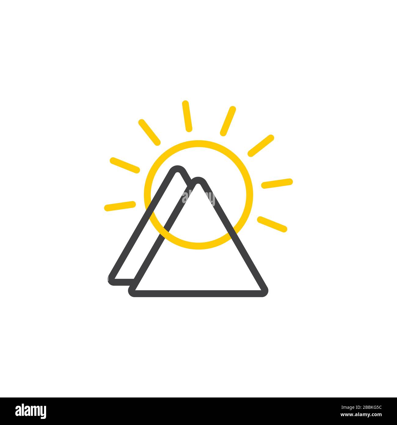 linked mountain sun linear icon vector Stock Vector