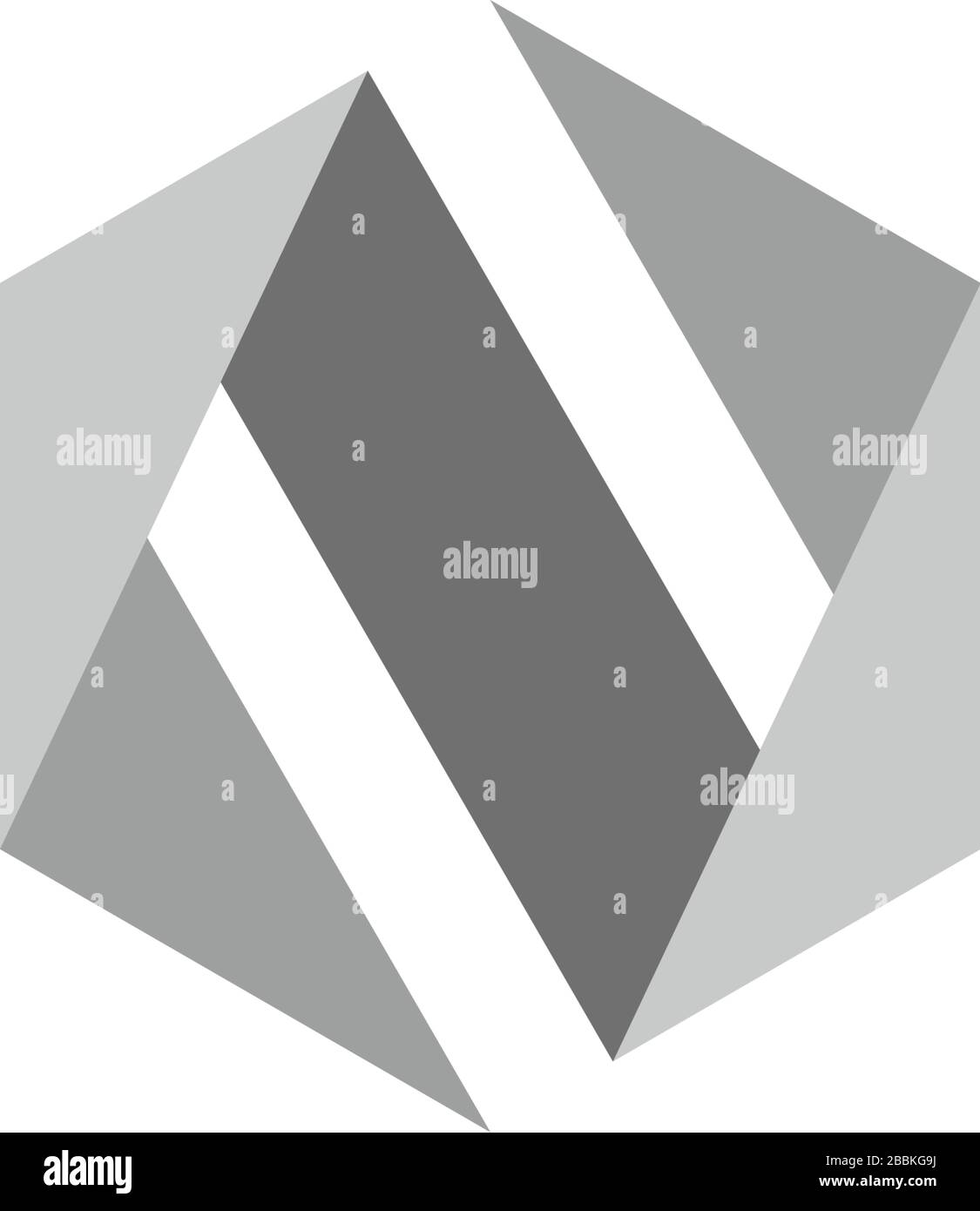 letter n hexagonal geometric gradient shadow origami design logo vector Stock Vector