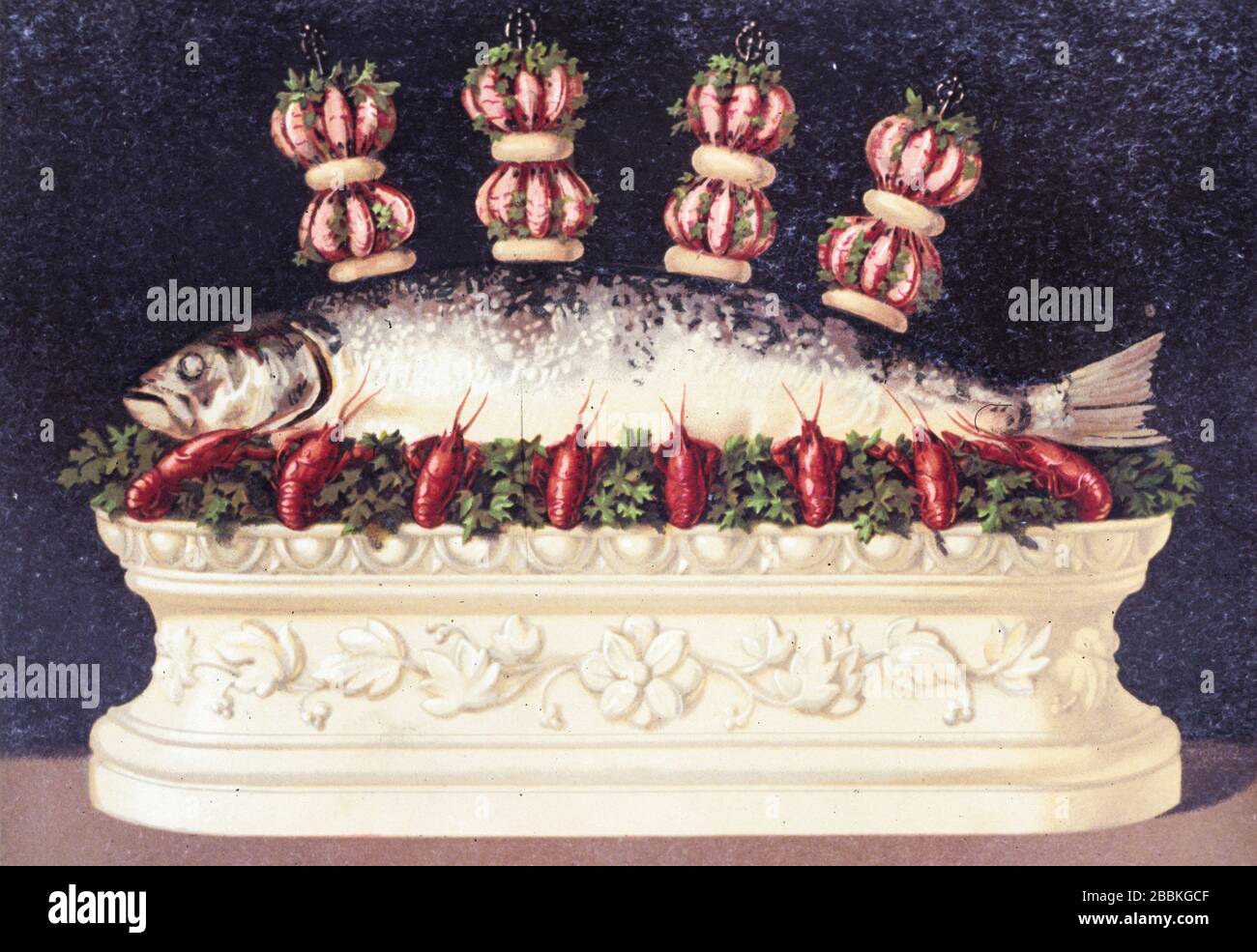 illustration painted by marcel ronjat for the cookbook le livre de cuisine by the chef jules gouffé, 1867 Stock Photo