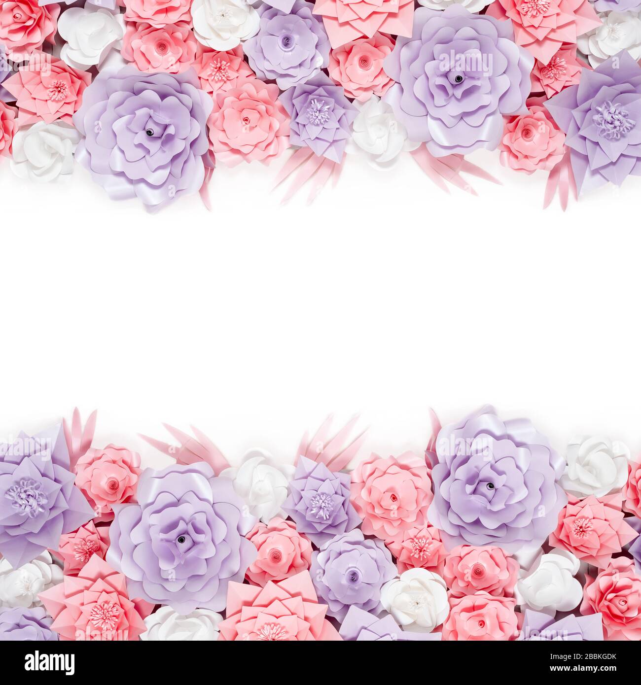 Colorful paper flowers background. Floral backdrop with handmade roses