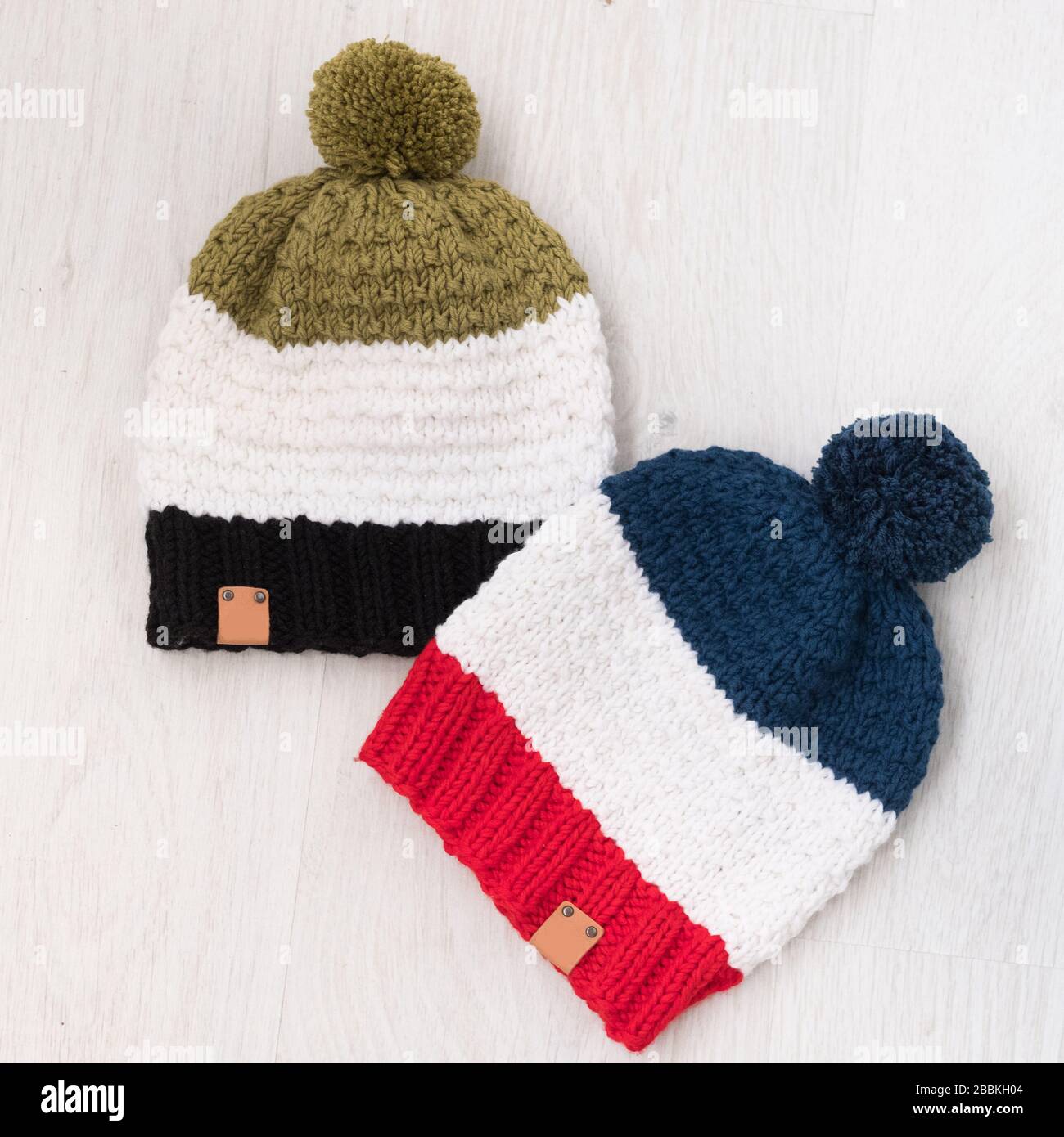 knit winter hats Stock Photo Alamy