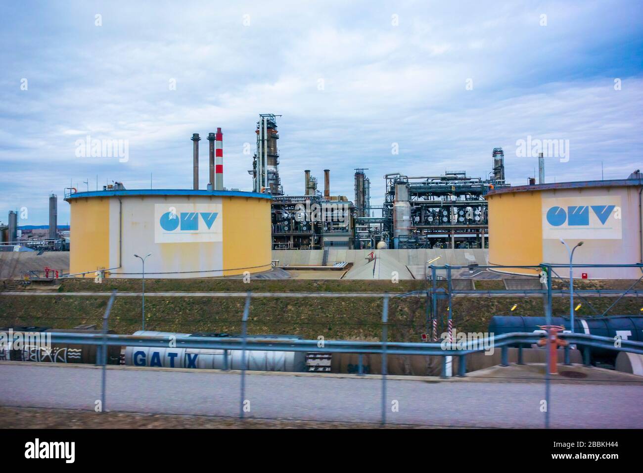 Vienna, Austria, Outside Industrial Plant OMV, OMV is an Austrian multinational integrated oil