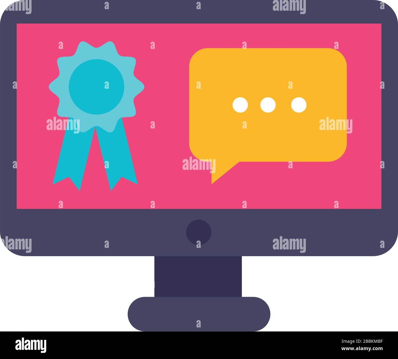 desktop with speech bubble online education flat style Stock Vector ...
