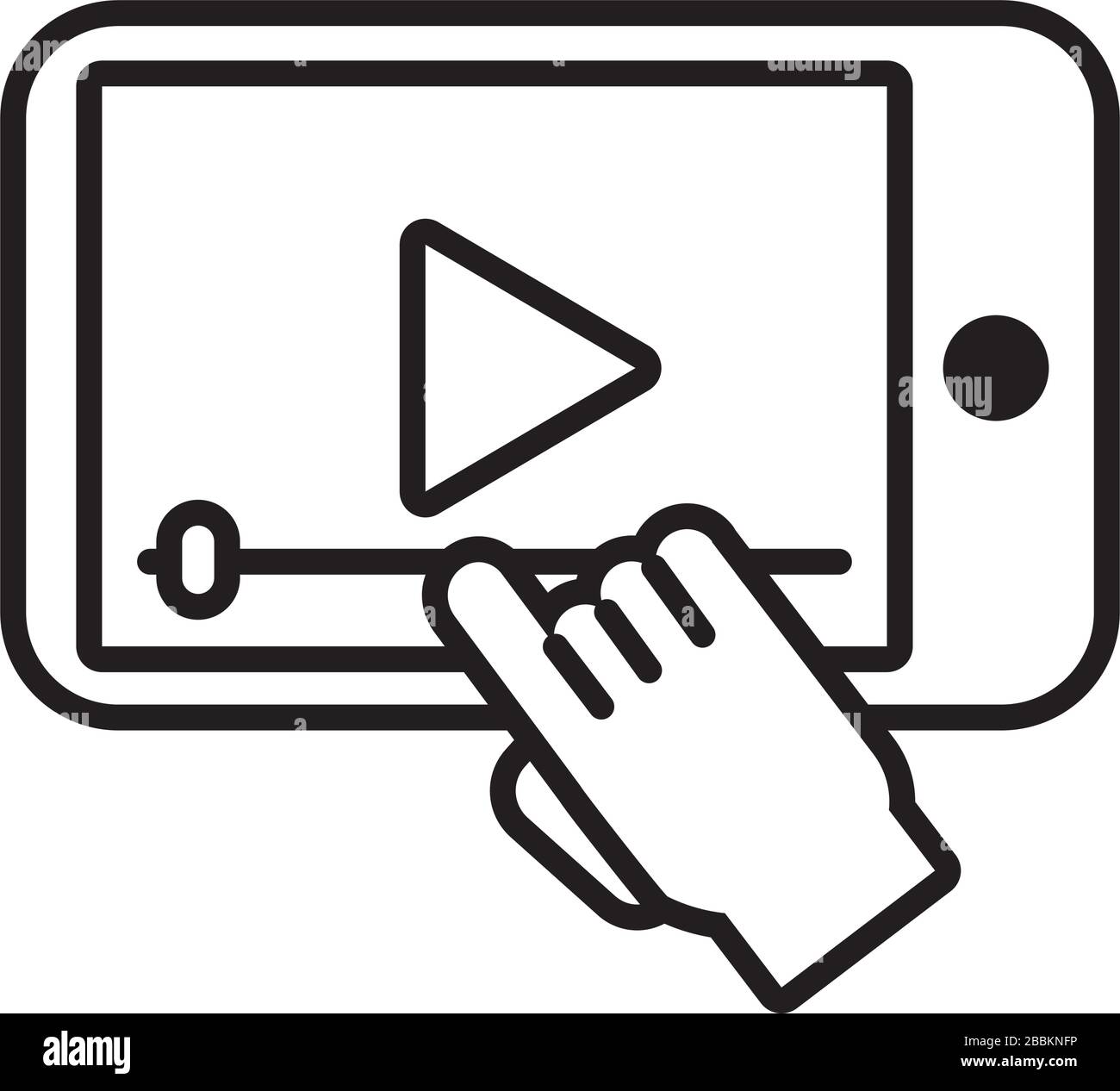 smartphone with media player line style icon Stock Vector Image & Art ...