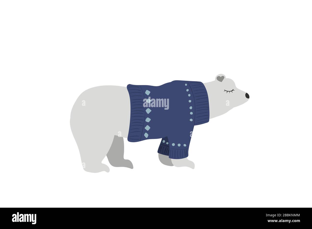 A polar bear in a blue sweater. Vector illustration. Cartoon animal. Stock Vector