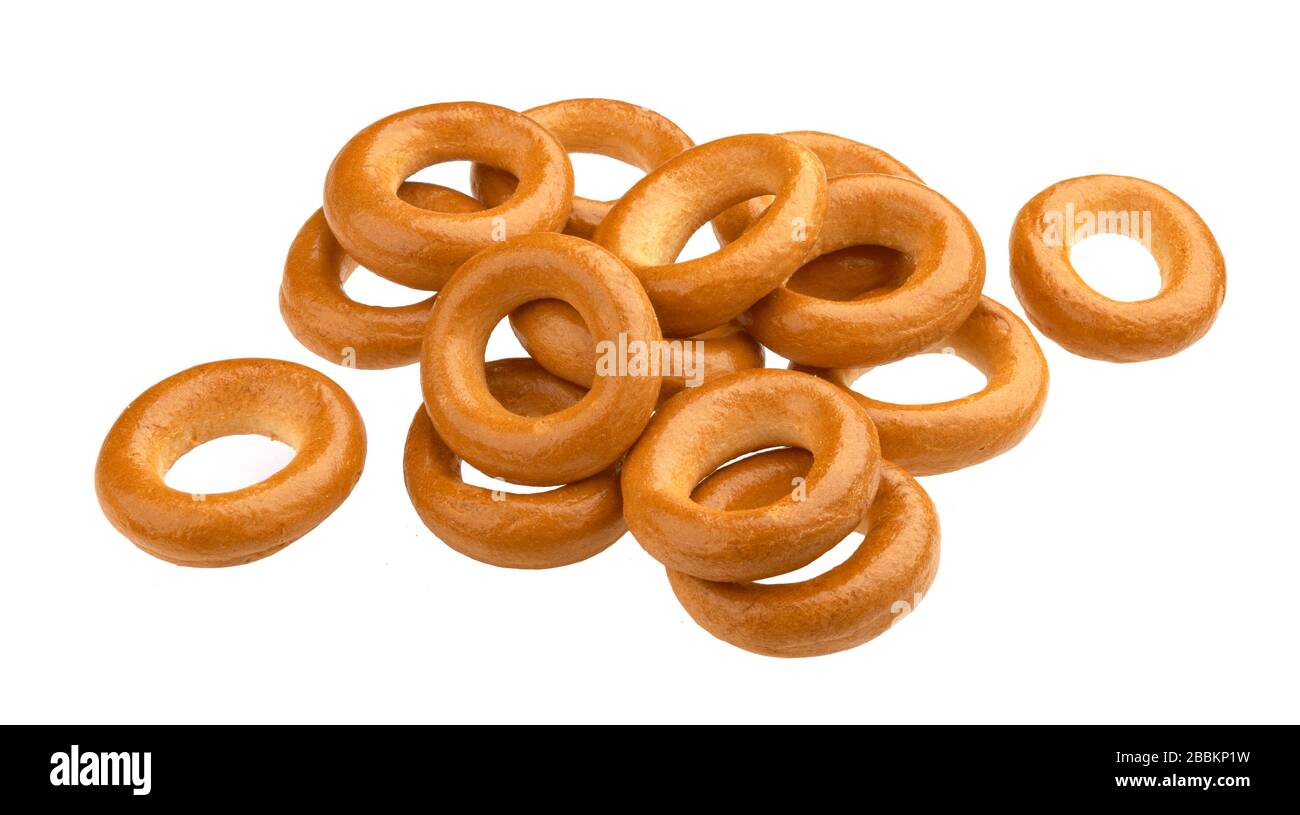 Russian bagels isolated on white background with clipping path Stock Photo