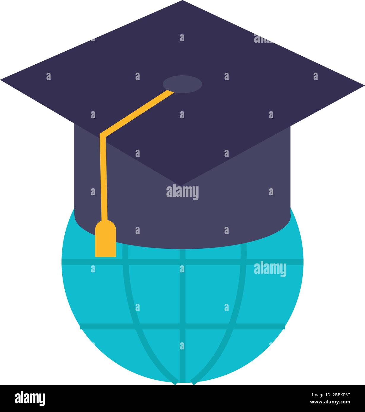 graduation hat with world planet education online flat style Stock ...