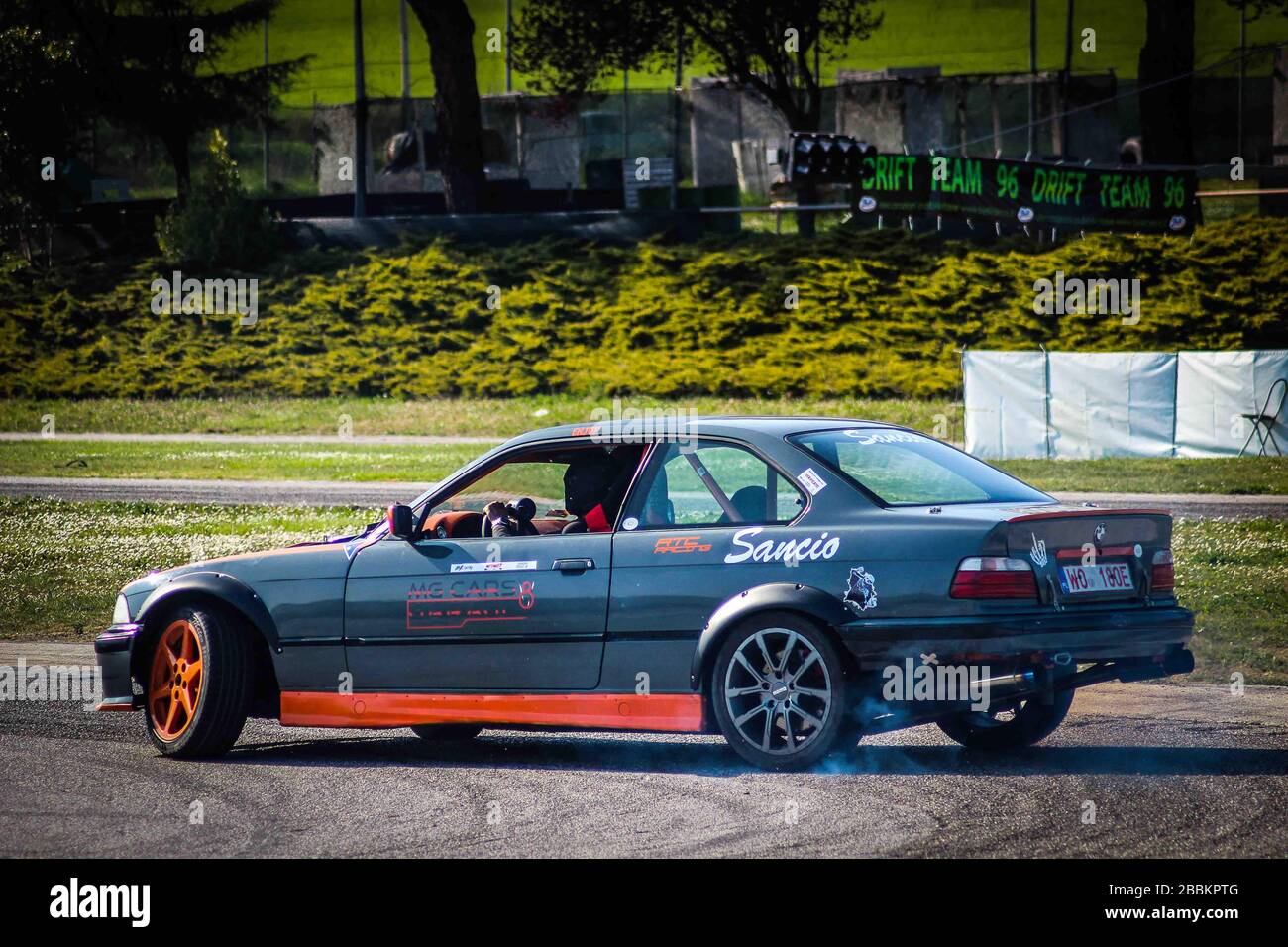 BMW M3 modified by drift. at the go-kart track in the Marche region of Italy Stock Photo