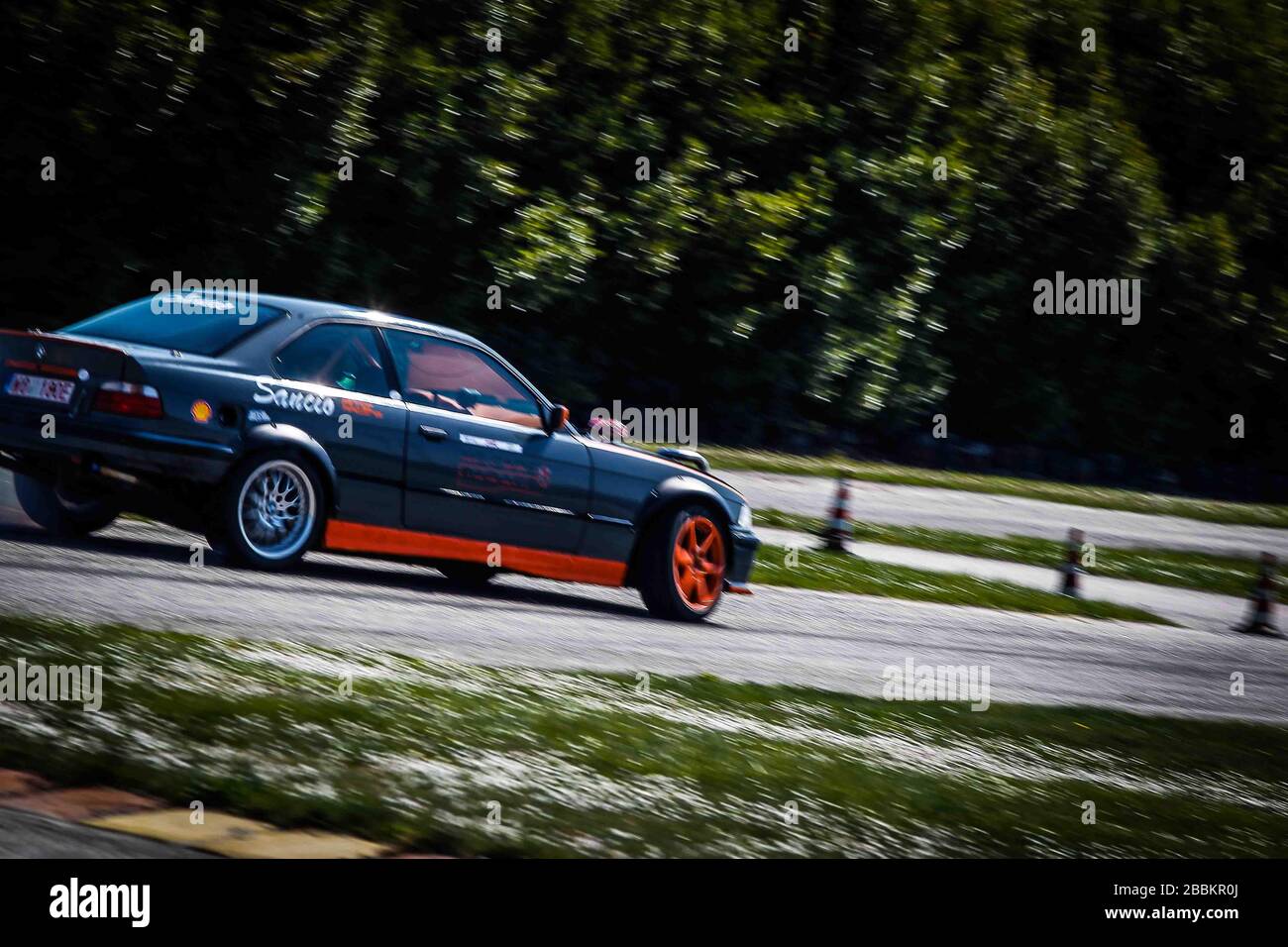 BMW M3 modified by drift. at the go-kart track in the Marche region of Italy Stock Photo