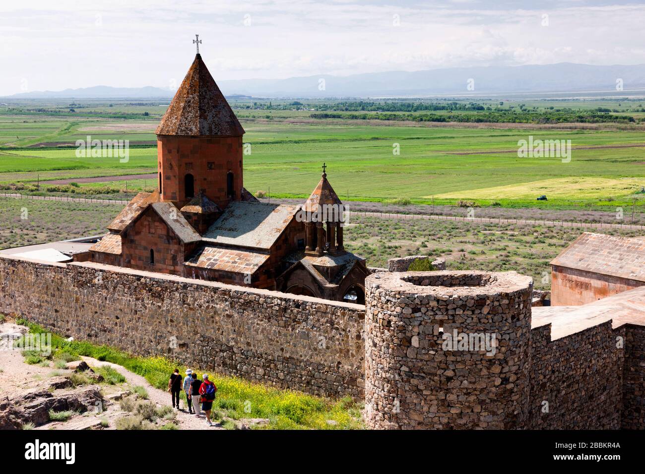 Khor Virap monastery and Ararat plain, Armenian monastery complex, Ararat Province, Armenia, Caucasus, Asia Stock Photo