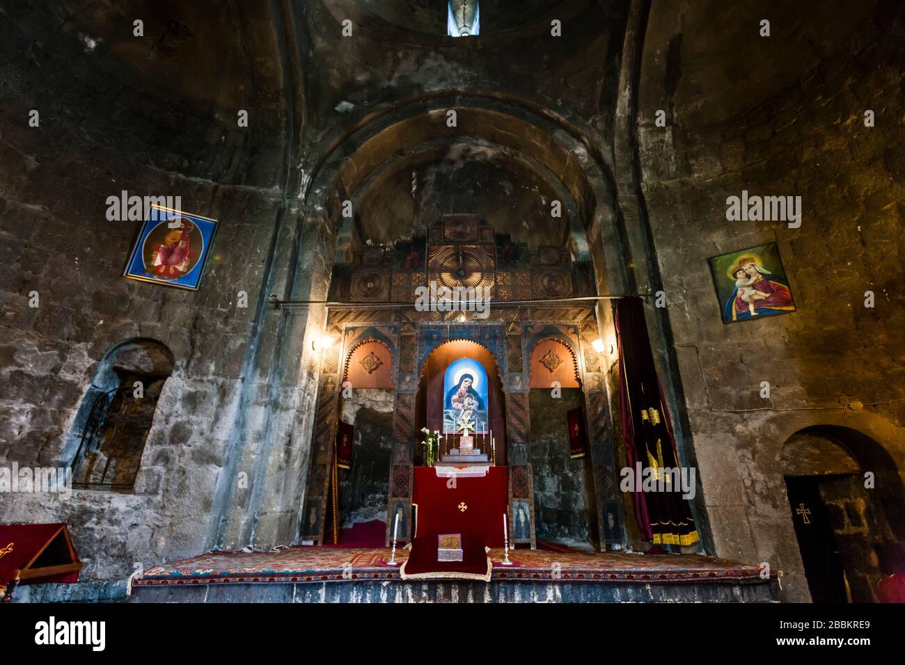 Interior of Sevanavank Monastery at Lake Sevan, Armenian minastic complex, Gegharkunik Province, Armenia, Caucasus, Asia Stock Photo