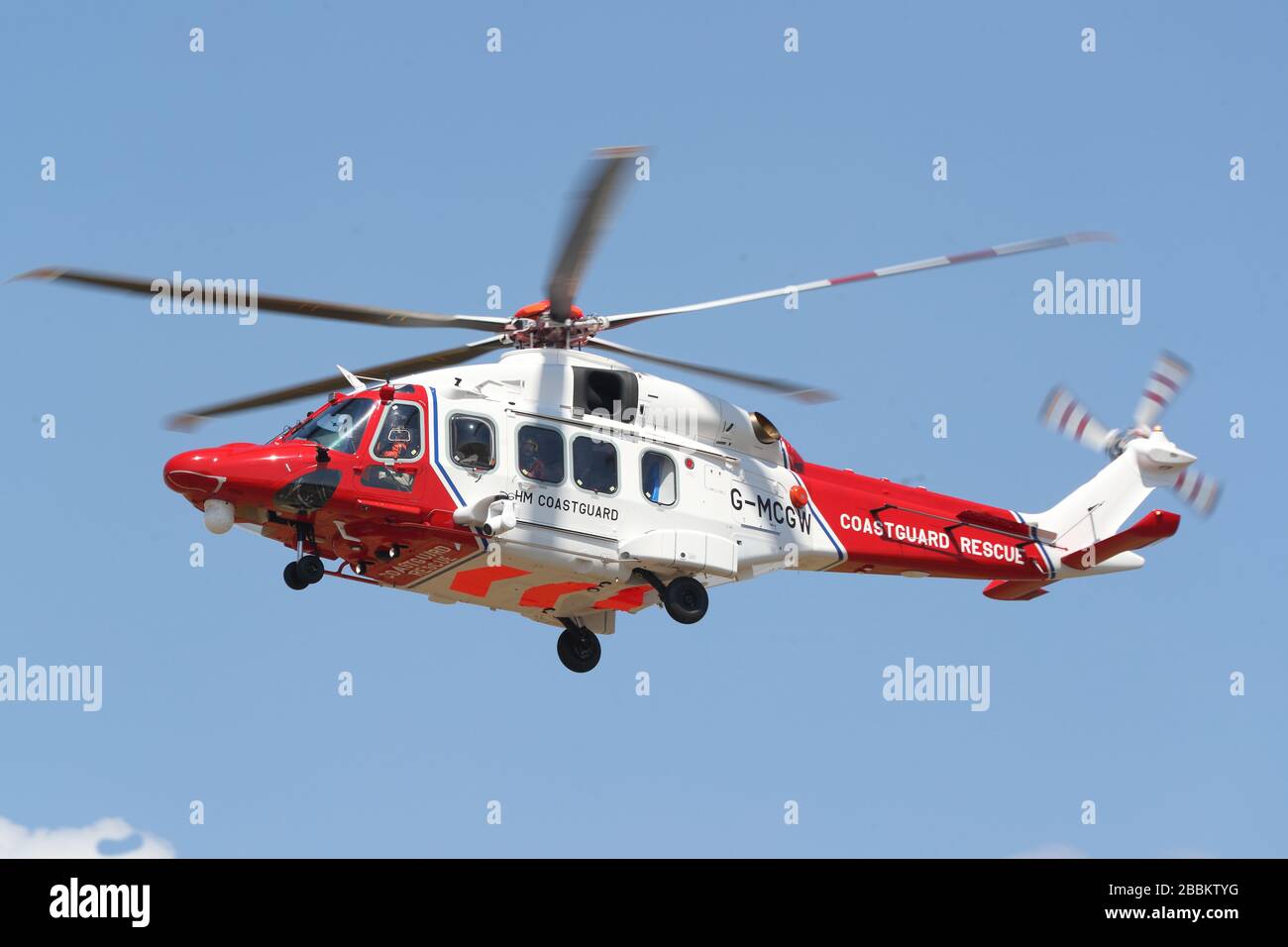 Coastguard Leonardo AW189 helicopter G-MCGW at the Royal International Air Tattoo RIAT 2018 at RAF Fairford, Gloucestershire, UK Stock Photo