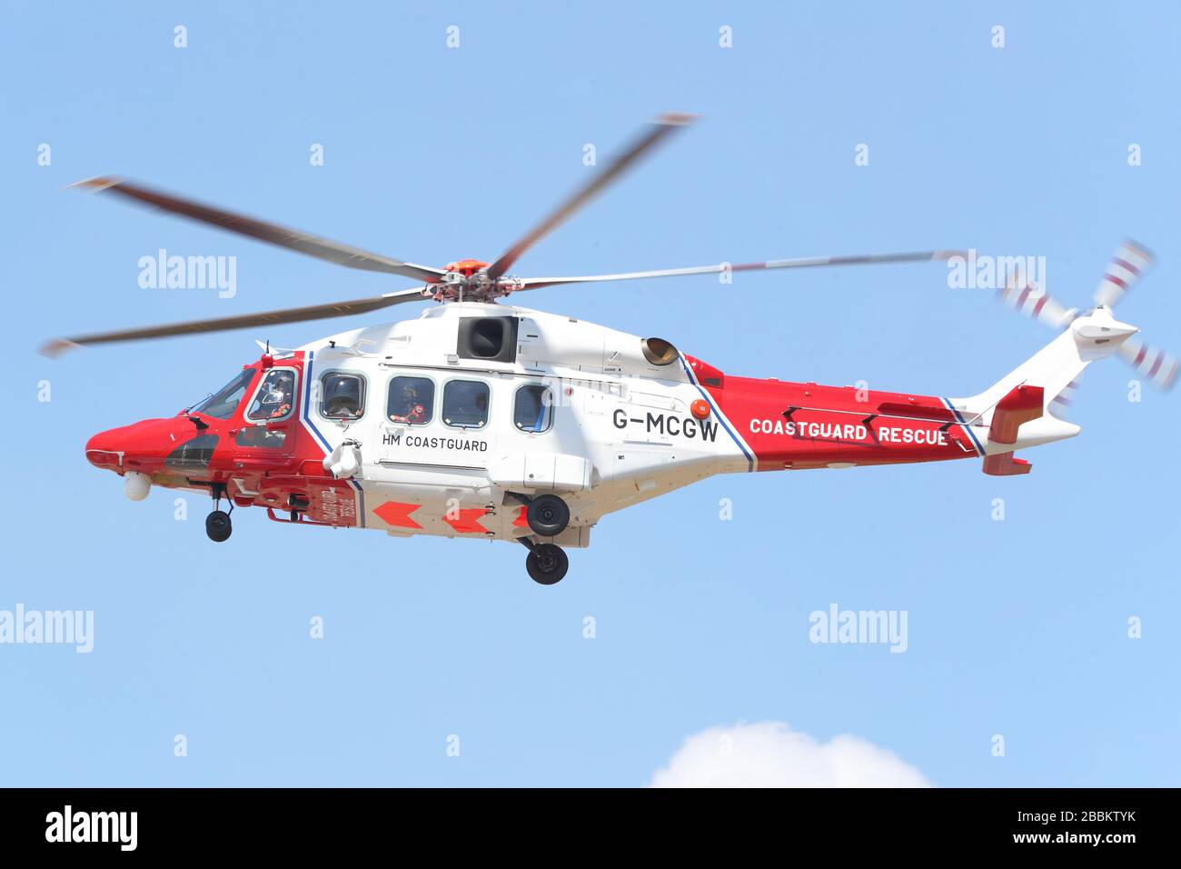 Coastguard Leonardo AW189 helicopter G-MCGW at the Royal International Air Tattoo RIAT 2018 at RAF Fairford, Gloucestershire, UK Stock Photo