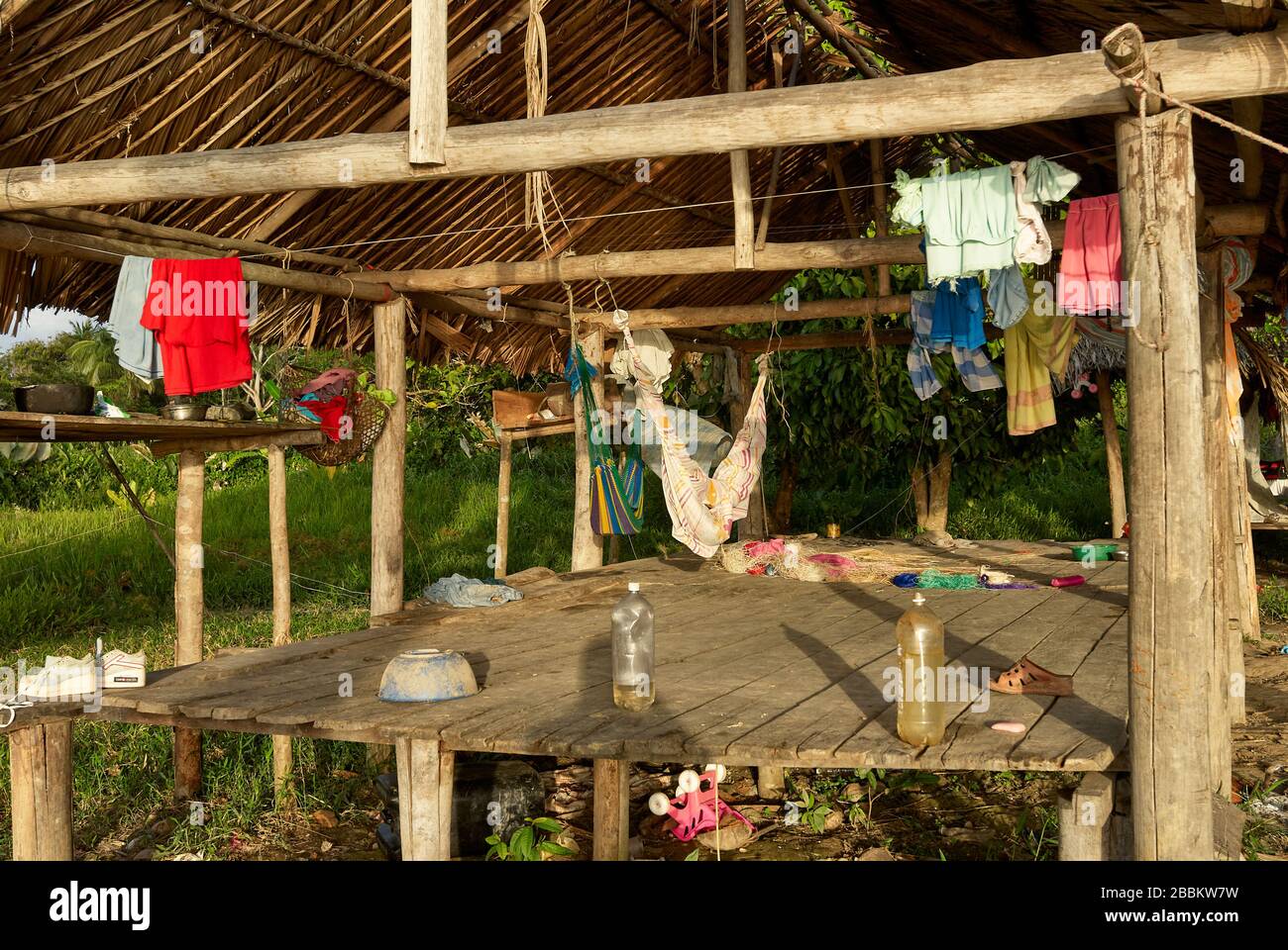 wooden house on stilts of Warao indians, Orinoco-Delta, Venezuela, South America, America Stock Photo