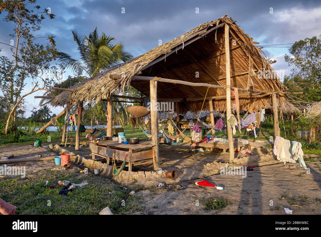 wooden house on stilts of Warao indians, Orinoco-Delta, Venezuela, South America, America Stock Photo